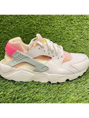 Nike Air Huarache Run Girls Size 6.5Y White Pink Running Athletic Shoes Sneakers